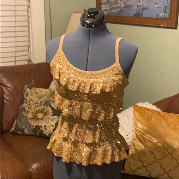INC International Concepts Sweaters - Women’s gold sequins sweater top